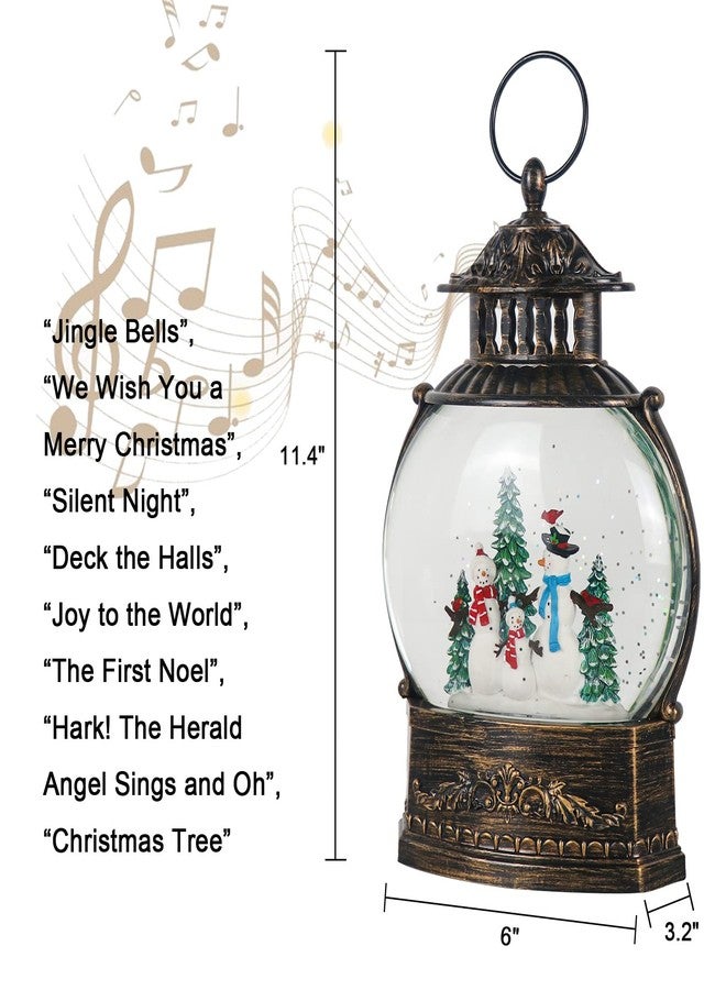 Eldnacele Snow Globe Lighted Christmas Decorations Snowman Claus Singing Snow Globe Lantern with Swirling Glitter, Holiday Party Gifts and Decorations - Image 2