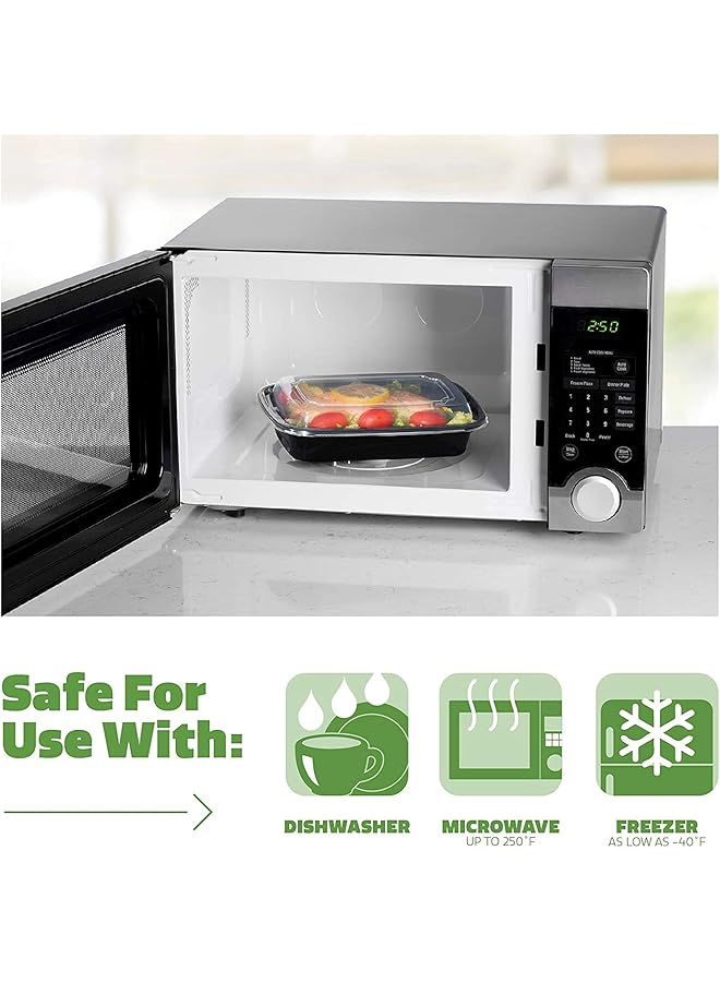 البيادر حاويات تحضير وجبات الطعام ذات حجرة واحدة [عبوة من 10 قطع] مع أغطية، حاويات تخزين الطعام، صندوق بينتو، قابلة للتكديس، آمنة للاستخدام في الميكروويف/غسالة الأطباق/الفريزر [32 أونصة] - Image 3