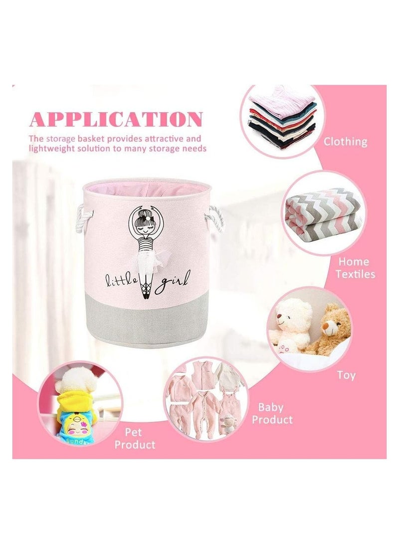 Cool Baby Foldable Barrel Clothing Storage Laundry Basket Grey/Pink 35x40centimeter - Image 5