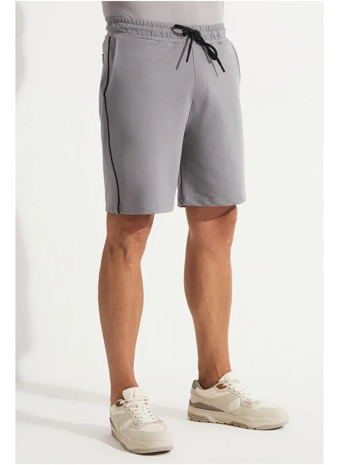جون June Men Piping Detailed Short Grey