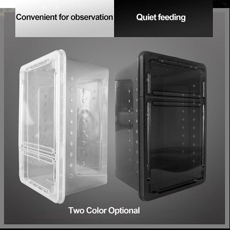 kathson Reptile Snake Feeding Box Breeding Hatching Container Lizard Tarantula Habitat Portable Transparent Plastic Mini Pet Houses for Spider Scorpion Gecko (White) - Image 5