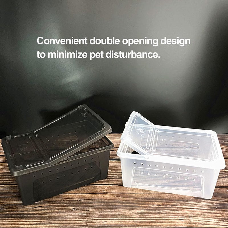 kathson Reptile Snake Feeding Box Breeding Hatching Container Lizard Tarantula Habitat Portable Transparent Plastic Mini Pet Houses for Spider Scorpion Gecko (White) - Image 4