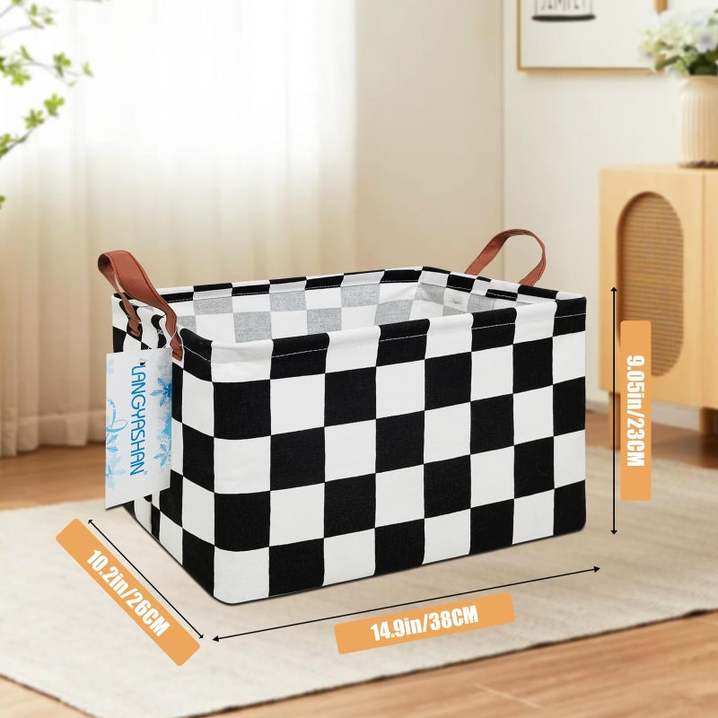 LANGYASHAN Rectangular Storage Bin Collapse Canvas Fabric Cartoon Storage Basket with Handles for Organizing Home Kitchen Boys and Girls Toys Office Closet Shelf Baskets (Rec-Racing flag) - Image 2