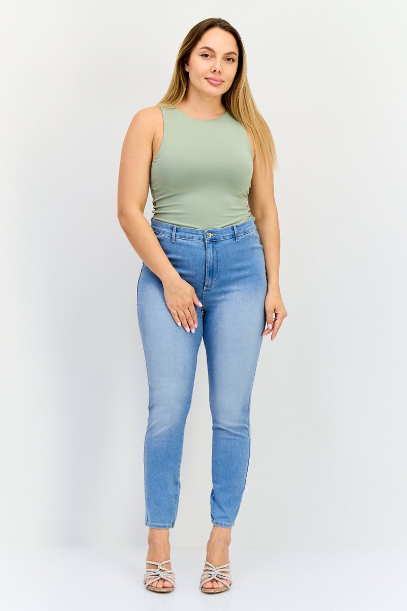 VERO MODA I scenery x Vero Moda Women Skinny Fit Washed Stretchable Denim, Light Blue - Image 2