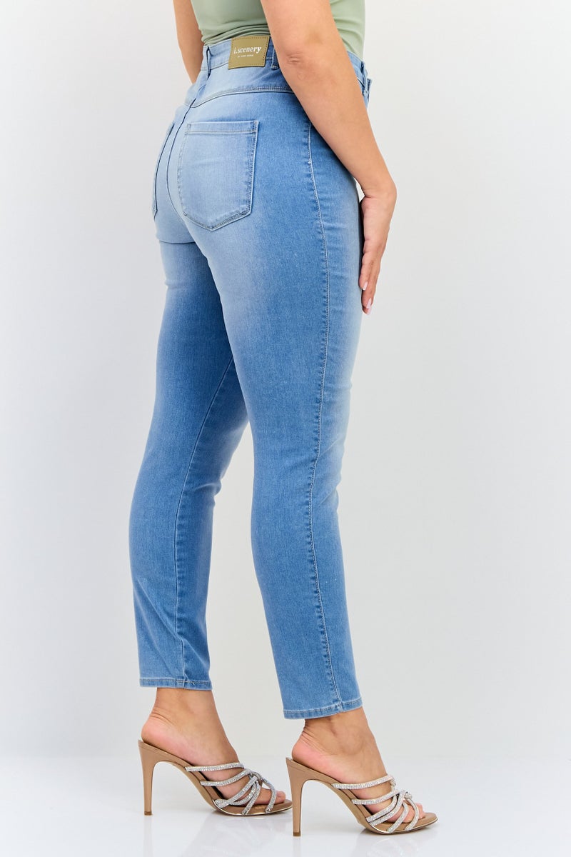 VERO MODA I scenery x Vero Moda Women Skinny Fit Washed Stretchable Denim, Light Blue - Image 4
