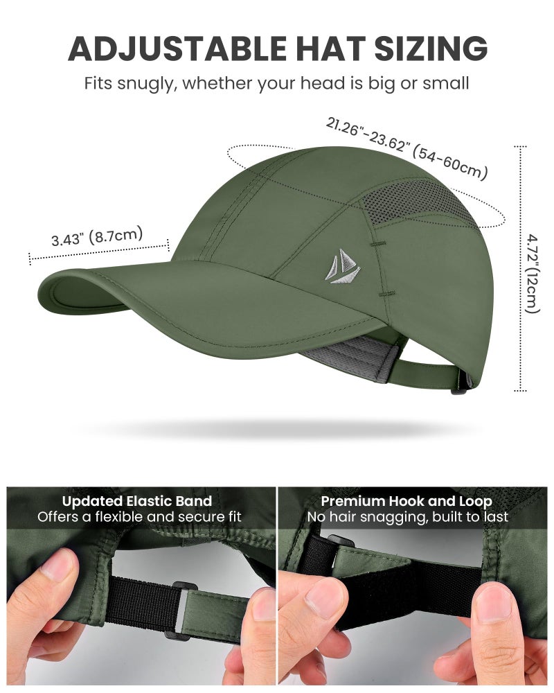 YANIKY Quick-Dry Running Hat for Men & Women Cooling Hat UPF 50+ Thin Baseball Cap Lightweight Breathable Mesh Sport Hats Army Green - Image 4