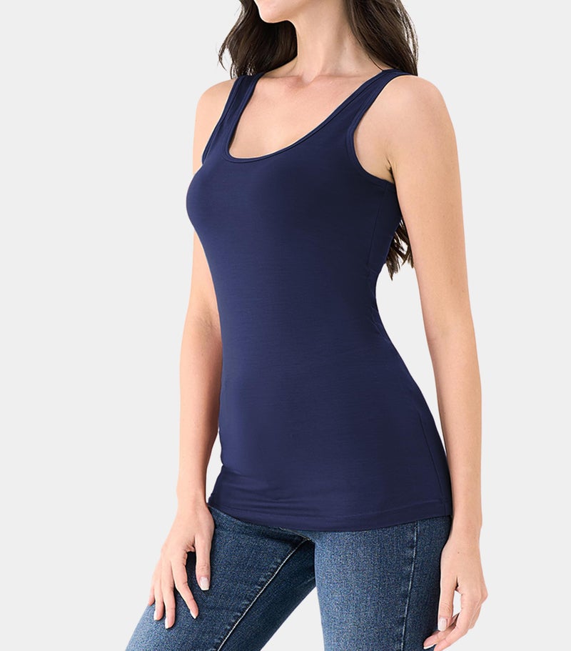 DAVID ARCHY Camisole Tops for Women Bamboo Rayon Soft Breathable Women's Undershirts 3 Pack Layering, Lounge, Sleepwear (M, Navy Blue/Light Purple/Purple Gray) - Image 4
