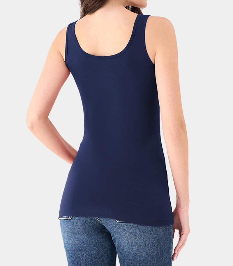 DAVID ARCHY Camisole Tops for Women Bamboo Rayon Soft Breathable Women's Undershirts 3 Pack Layering, Lounge, Sleepwear (M, Navy Blue/Light Purple/Purple Gray) - Image 5