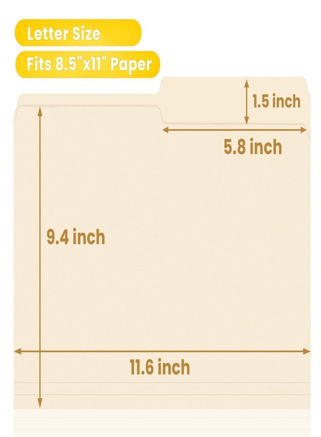 SUNEE File Folders, 30 Pack Manilla Folders 8.5 x 11, 1/2 Cut Tab for Easy Labeling and Organization, Durable Standard Paper for Home, Office, School Filing - Image 3