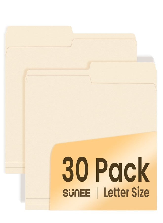 SUNEE File Folders, 30 Pack Manilla Folders 8.5 x 11, 1/2 Cut Tab for Easy Labeling and Organization, Durable Standard Paper for Home, Office, School Filing - Image 1