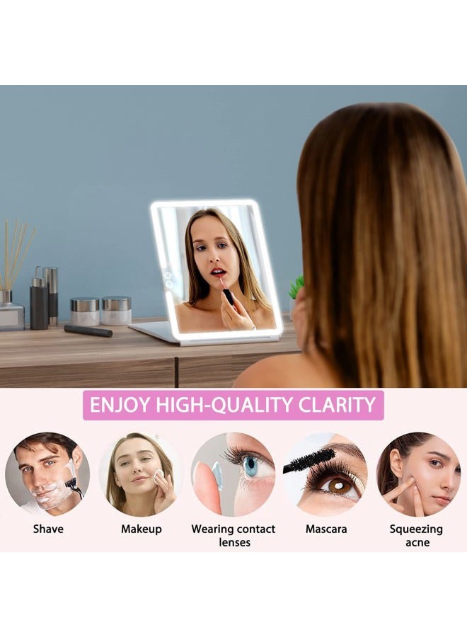 WEILY Portable Travel Mirror Makeup Mirror with 72 LED Lights, Touch Screen Three Colors Dimmable,Ultra Thin, 2000 mAh USB Rechargeable Foldable Cosmetic Mirror(White) - Image 4