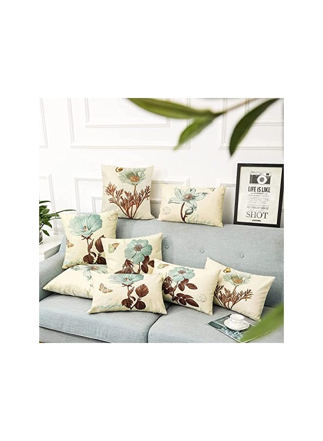 The Bros 4 Pcs Pillowcases, Decorative Cushion Covers, Decorative Couch Blue Flowers Cushion Covers, Perfect to Outdoor Patio Garden Living Room Sofa Farmhouse Car Chair Home Decor 18 x 18 Cm - Image 5