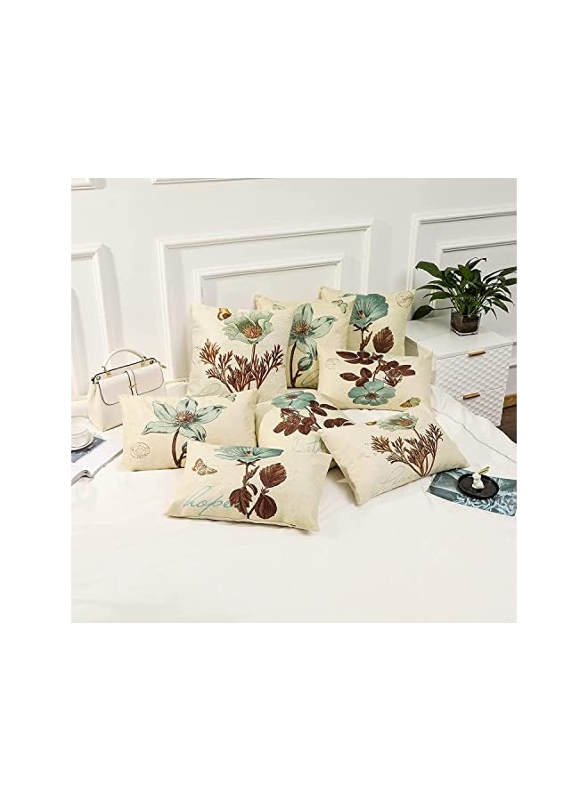 The Bros 4 Pcs Pillowcases, Decorative Cushion Covers, Decorative Couch Blue Flowers Cushion Covers, Perfect to Outdoor Patio Garden Living Room Sofa Farmhouse Car Chair Home Decor 18 x 18 Cm - Image 4