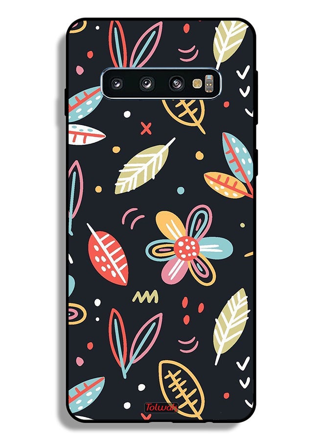 Tolwak Samsung Galaxy S10 Plus Protective Case Cover Flowers And Leaves Abstract Art - Image 2