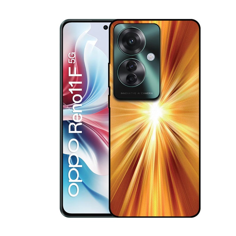 الصيد العين غطاء حماية مطبوع لهاتف Oppo Reno 11 F - ذهبي فاتح - Image 1