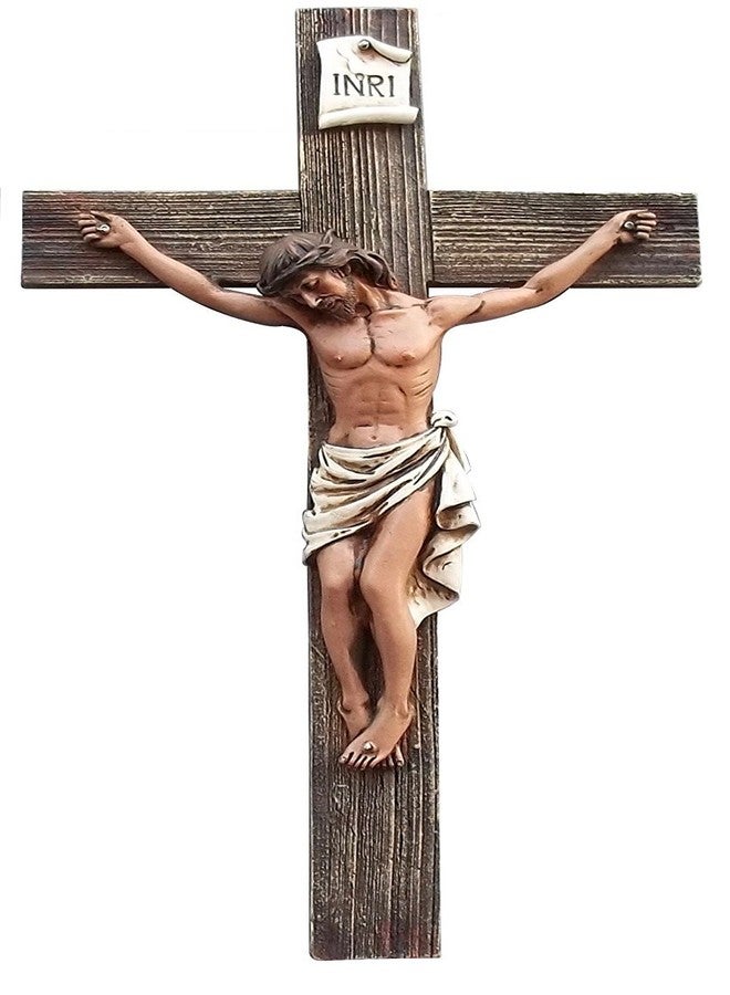 RAINBOW Jesus Christ on Cross Polyresin Wall Hanging Cross - Image 1