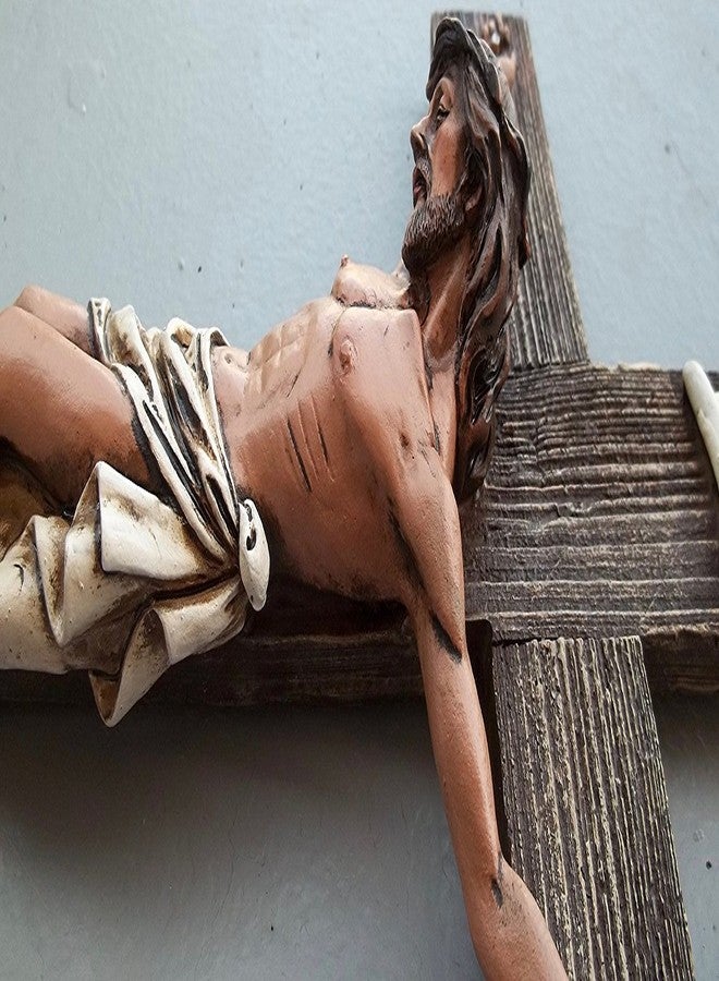RAINBOW Jesus Christ on Cross Polyresin Wall Hanging Cross - Image 3