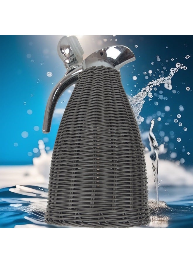 Imitation Rattan Hand Woven Kettle Coat Decoration Fresh Wind Simple Furniture Supplies-Colour:Grey-Capacity:304 Vacuum 1.5l - Image 3