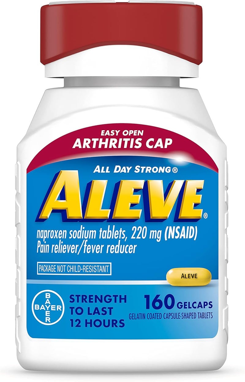 Aleve كبسولات جيل مع غطاء سهل الفتح لالتهاب المفاصل، نابروكسين صوديوم، دواء لآلام التهاب المفاصل، 160 عدداً - Image 1