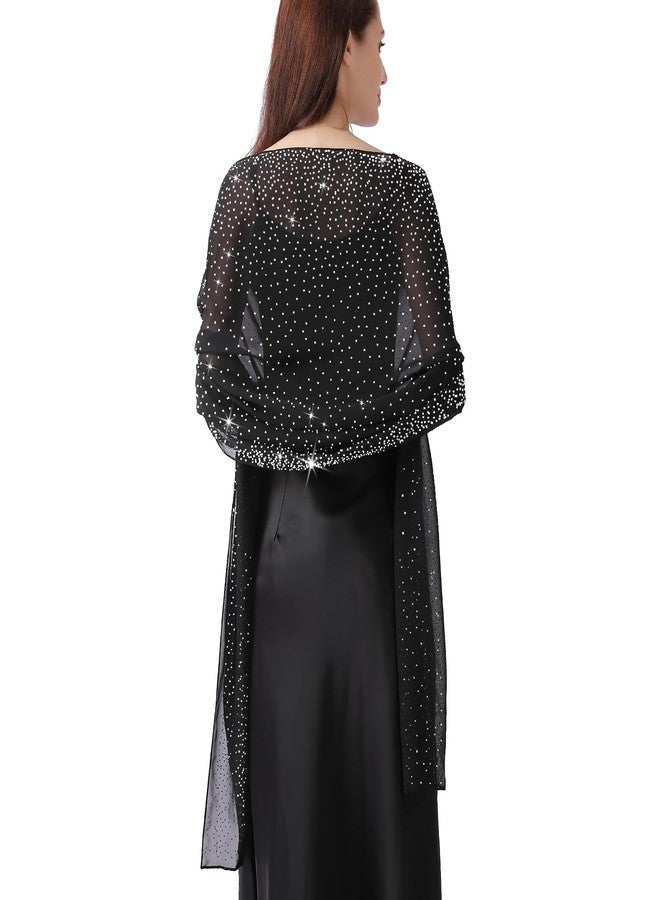 Ladiery Shawl and Wraps for Evening Dresses, Soft Sheer Chiffon Sparkly Rhinestone Wedding Scarf Formal Shawl Wraps for Women - Image 1