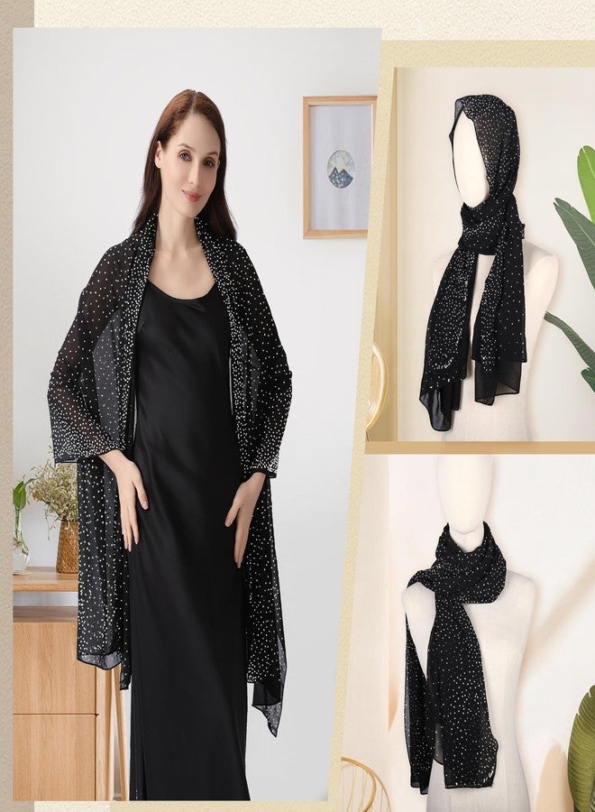 Ladiery Shawl and Wraps for Evening Dresses, Soft Sheer Chiffon Sparkly Rhinestone Wedding Scarf Formal Shawl Wraps for Women - Image 4