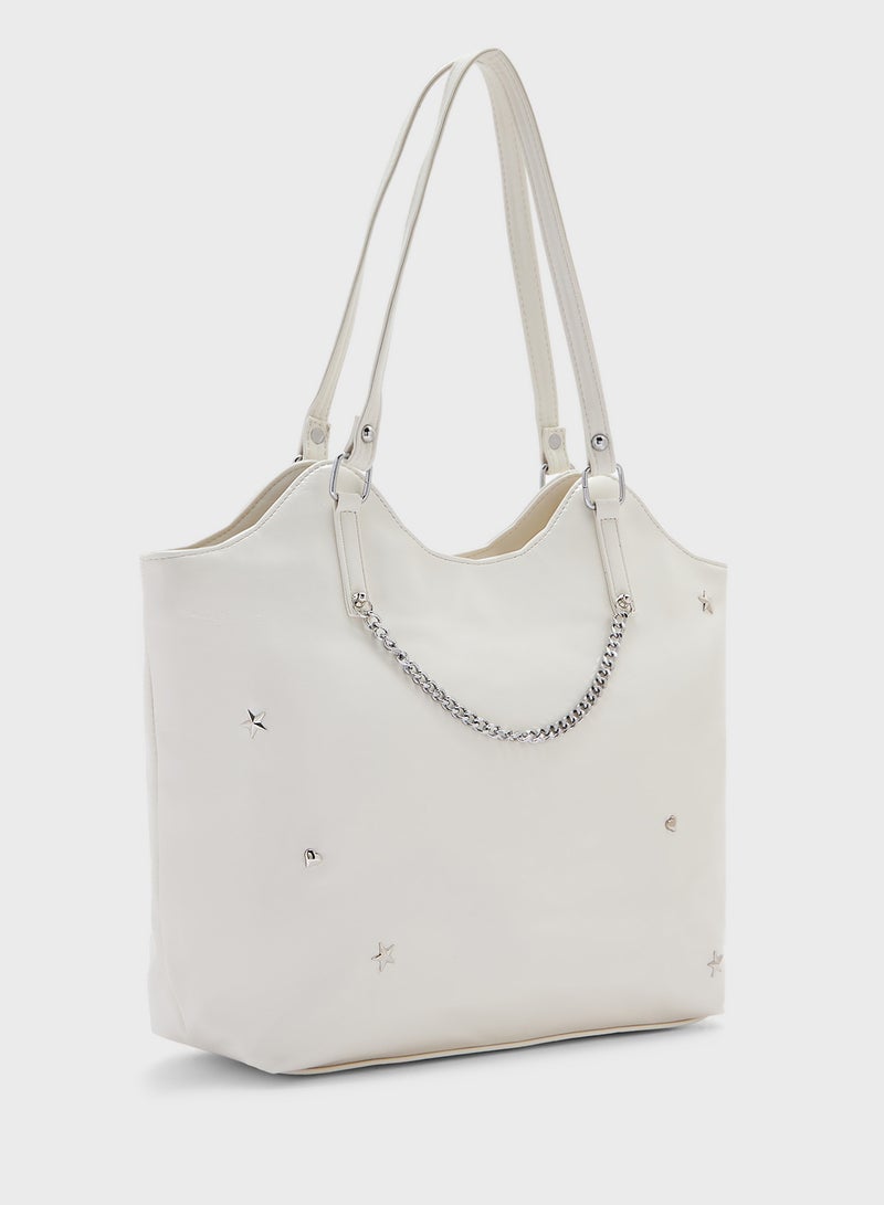 Ginger Star & Heart Studded Multi Pocket Tote Bag  - Image 3