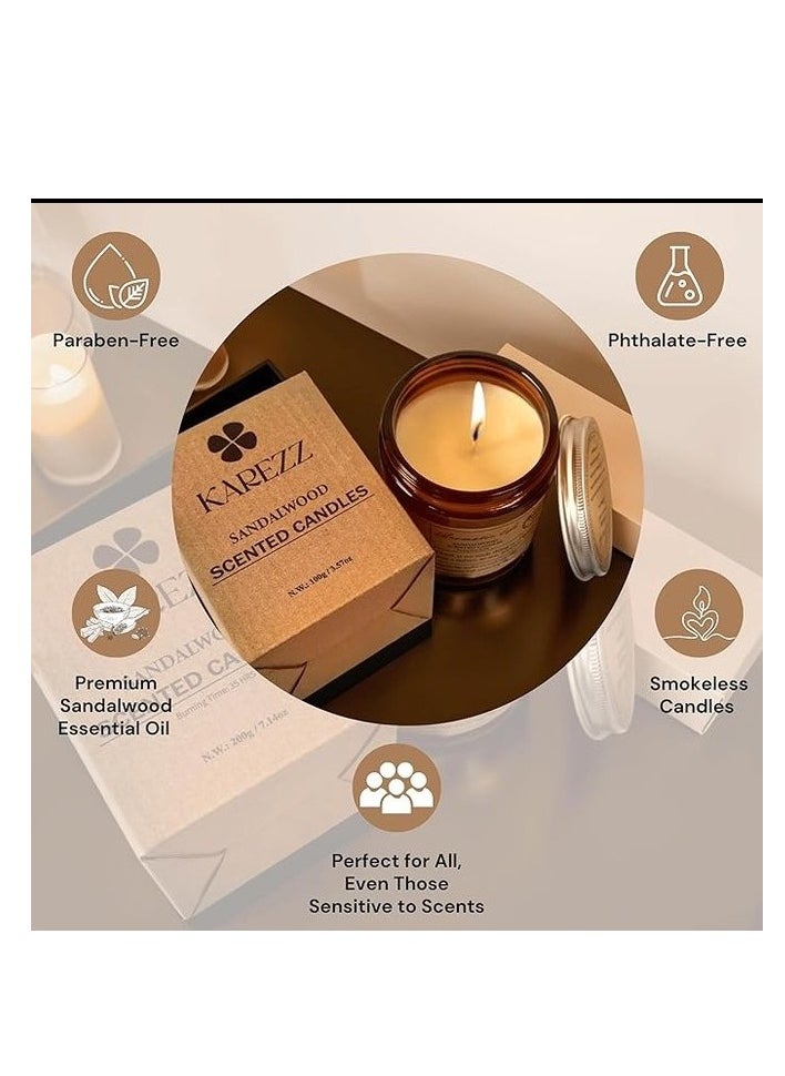 KAREZZ KAREZZ Sandalwood Scented Candles,100g. Plant Wax Based.Eco Friendly Aromatherapy Candle, Clean-Burning Cotton Wick, Calming Fragrance for Stress Relief- Ideal for Home Decor & Relaxation.  - Image 4