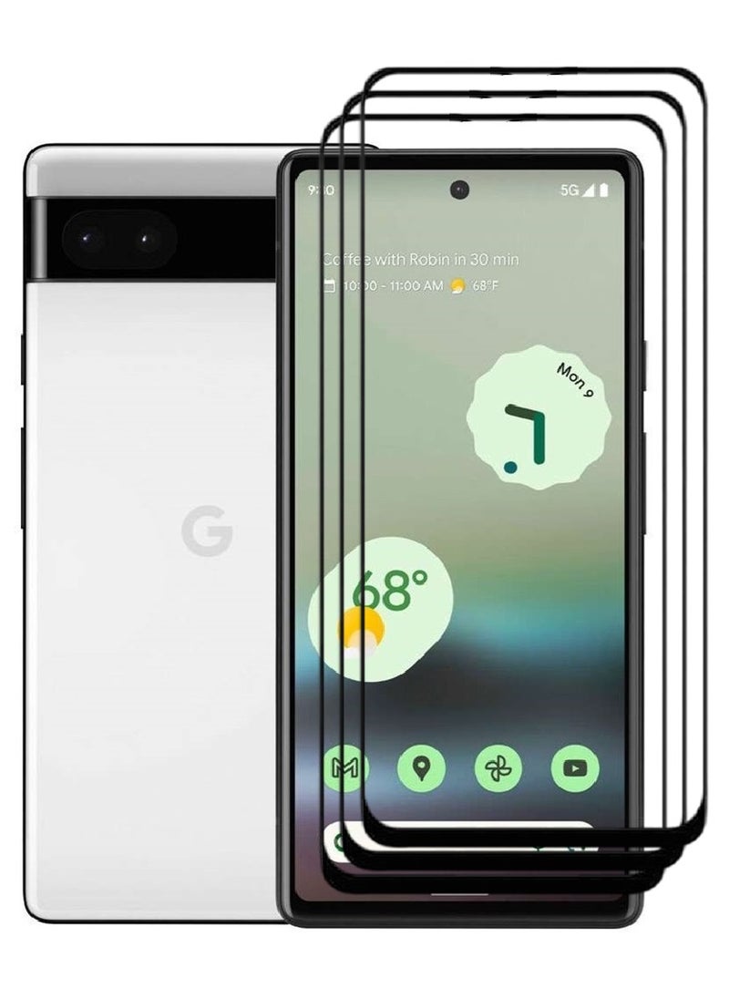 AINA حماية شاشة زجاجية مقسّاة 3 قطع 5D مصممة لجوجل بيكسل 6a تغطية كاملة من الحافة إلى الحافة ولصق كامل خالي من الفقاعات - Image 1