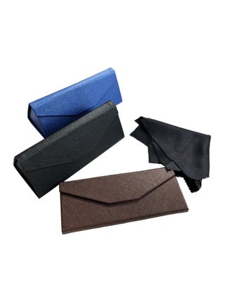 حافظة نظارات جلدية حافظة نظارات مثلثات متقاطعة الحبيبات حافظة نظارات شمسية قابلة للطي 3 مع قماش للنظارات - pzsku/ZF08F664E08EAEFD46AA1Z/45/1746774271/eb62224d-a40f-43a1-8c14-e8ab9c255a9c