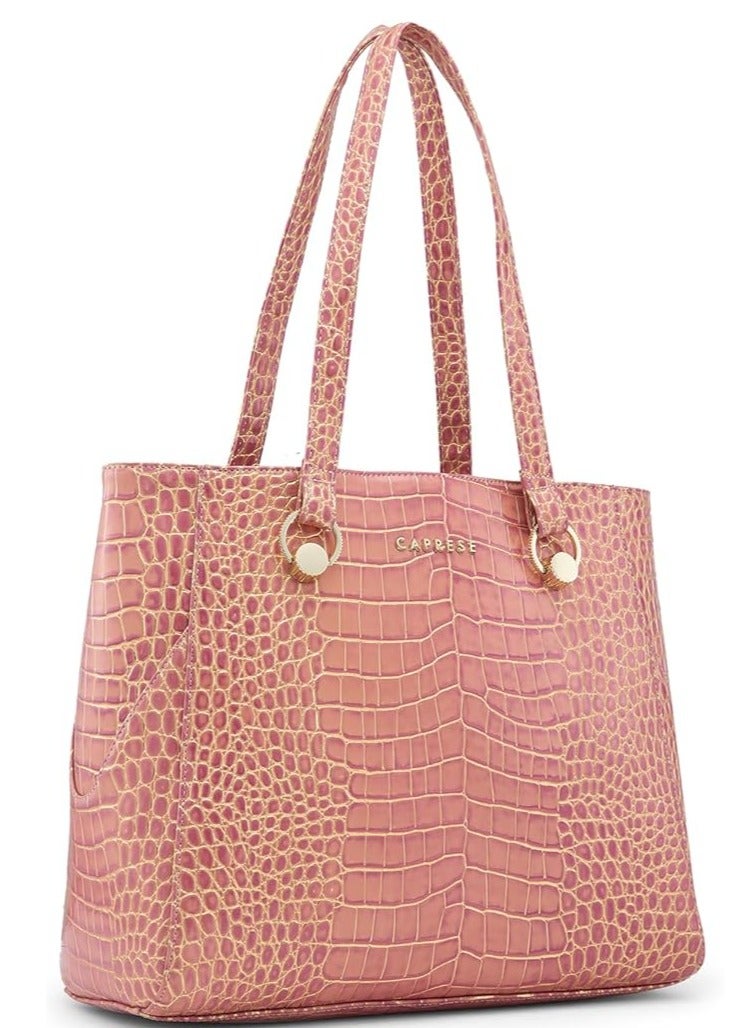 Caprese Miranda Tote Bag, Large-Pink | Stylish Handbag for Women | Spacious, Versatile Office & Daily Essentials Tote | Top Zip Closure - Image 5