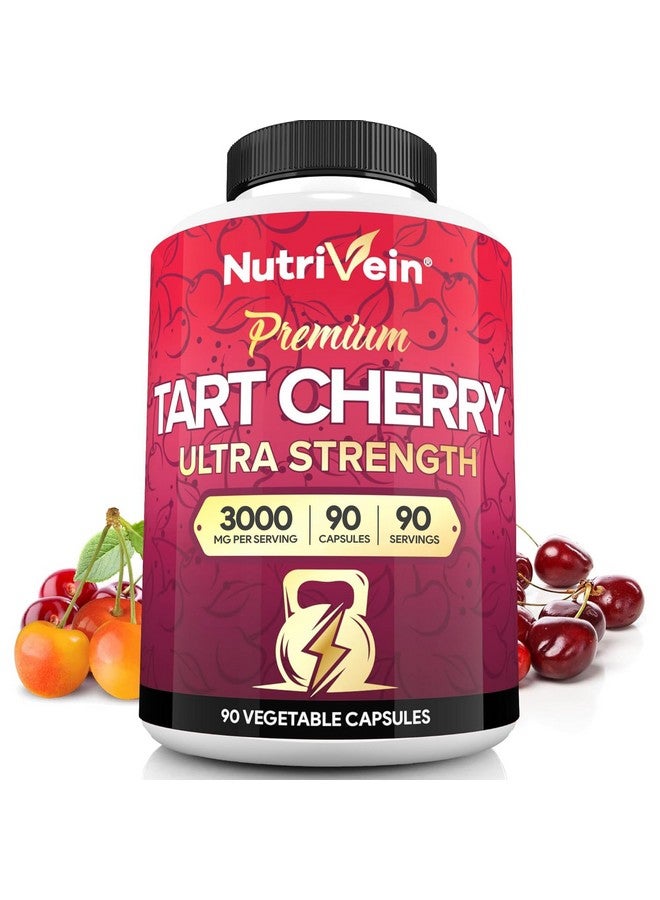 Nutrivein Nutrivein Premium Tart Cherry Capsules 3000mg: Ultra Strength Tart Cherry Extract Supplement for Post-Athletic Recovery, Detox, Rest, & Mobility - Image 1