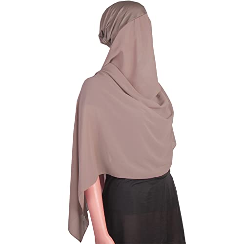 Yeieeo Instant Chiffon Hijab for Women with Undercap Fashion Chiffon Head Wraps Under Scarf Caps Muslim Fashion Bandage (Khaki) - Image 1