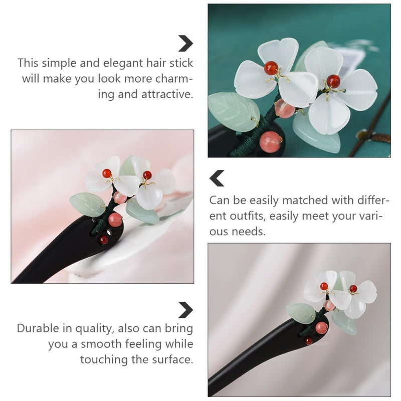 FENICAL Chinese Hair Stick Floral Vintage Hair Chopsticks Black Ebony Wood for Women Traditional Hanfu - Image 3