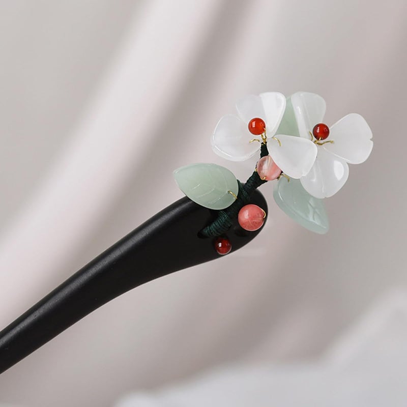 FENICAL Chinese Hair Stick Floral Vintage Hair Chopsticks Black Ebony Wood for Women Traditional Hanfu - Image 4