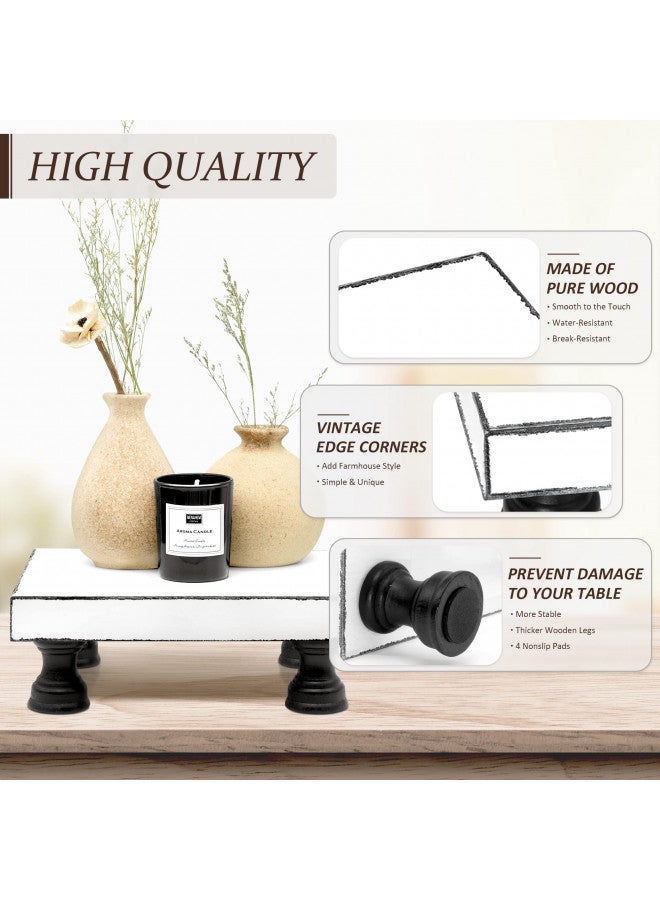 EOSAHR Decorative Wooden Riser for Display : Farmhouse Pedestal Stand for Retro Home Decor and Soap holder for Sink - The Rustic Tray Decor Riser for Kitchen & Bathroom (Black and White) - Image 4