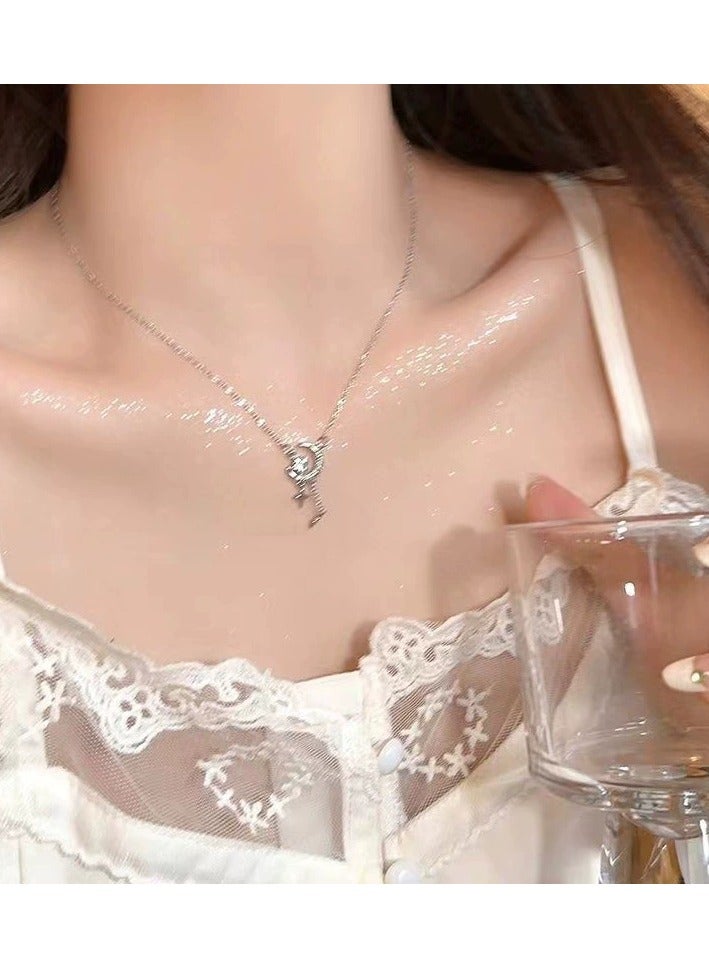Goolsky Moon & Star Tassel Necklace – Dainty Women’s Pendant Choker, Elegant Gift for Girlfriend, Minimalist Romantic Jewelry  - Image 2