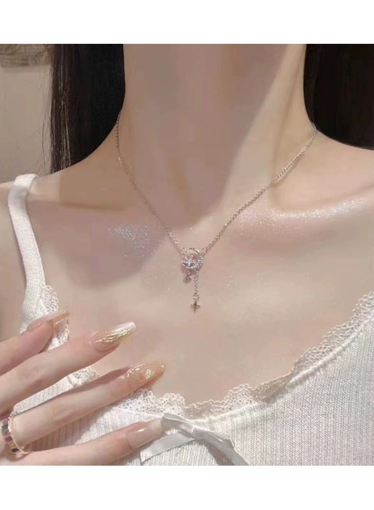 Goolsky Moon & Star Tassel Necklace – Dainty Women’s Pendant Choker, Elegant Gift for Girlfriend, Minimalist Romantic Jewelry  - Image 3