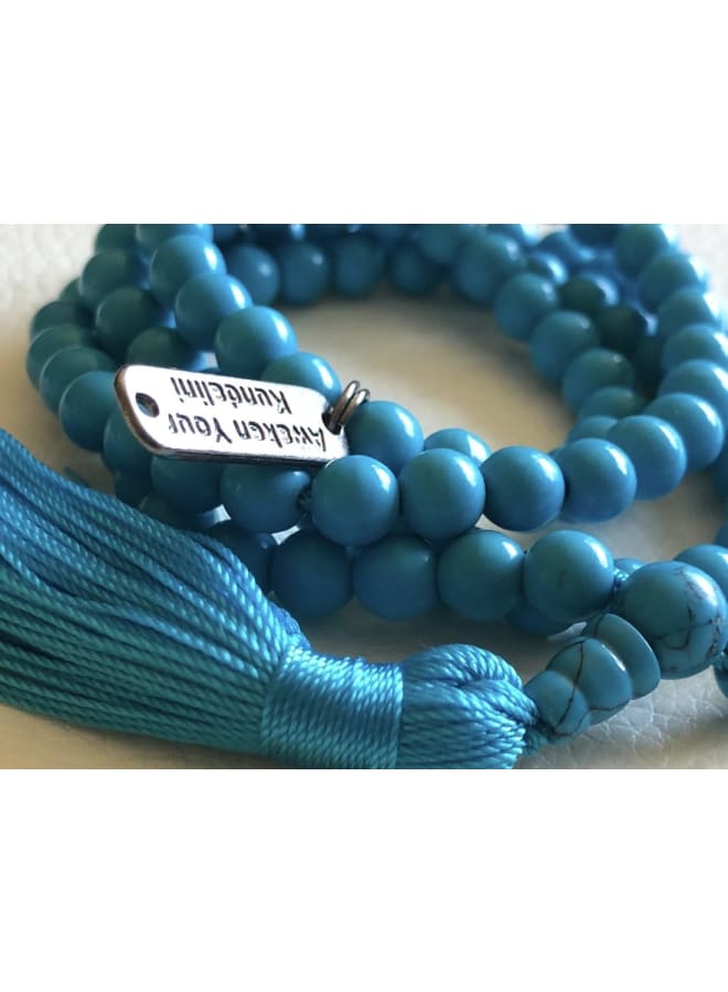 Gemstone Mala Beads Necklace Bead Sizes 6,8,10mm Mala Bracelet, Buddha Necklace, Blessed & Energized Handmade 108+1 Prayer Beads, Comes w/Velvet Pouch (Turquoise, 6 mm)  - Image 4