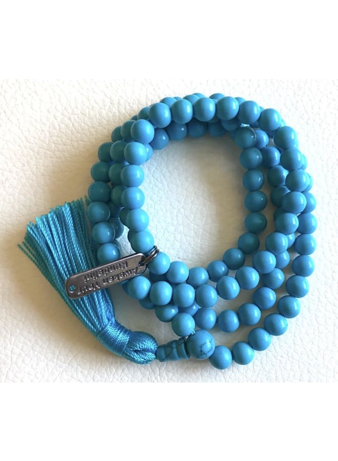 Gemstone Mala Beads Necklace Bead Sizes 6,8,10mm Mala Bracelet, Buddha Necklace, Blessed & Energized Handmade 108+1 Prayer Beads, Comes w/Velvet Pouch (Turquoise, 6 mm)  - Image 2