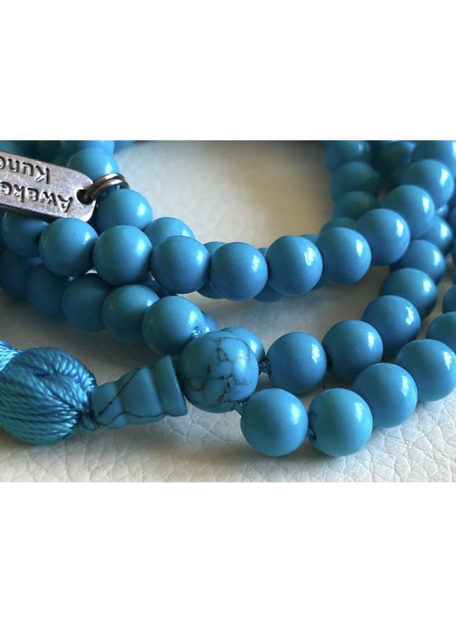 Gemstone Mala Beads Necklace Bead Sizes 6,8,10mm Mala Bracelet, Buddha Necklace, Blessed & Energized Handmade 108+1 Prayer Beads, Comes w/Velvet Pouch (Turquoise, 6 mm)  - Image 3