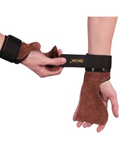 SKDK Weight Lifting Gym Gloves Hand Protector Grips Hooks Workout Straps Leather Palm Leather Padded Wrist Wraps Deadlifts  - Image 3