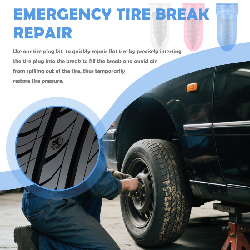 VKQTS 100PCS Tire Repair Kit,Self-Service Tire Screw Plug Repair Kit Includes 3-Size Plugs & Screwdrivers,Professional Screw in Tires Plugs Kits for Quick Repairing Tires Puncture - Image 5