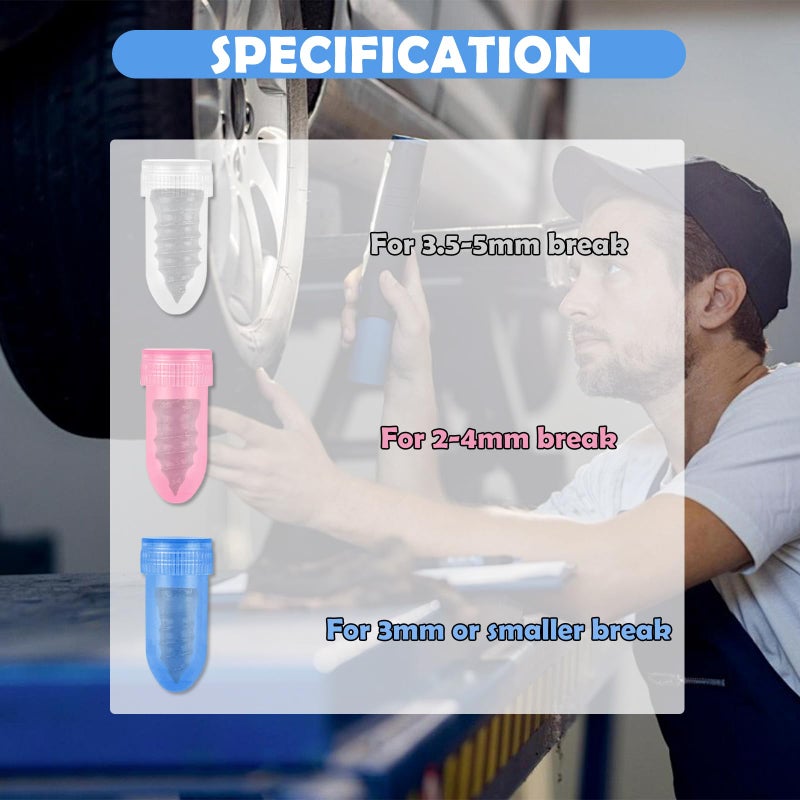 VKQTS 100PCS Tire Repair Kit,Self-Service Tire Screw Plug Repair Kit Includes 3-Size Plugs & Screwdrivers,Professional Screw in Tires Plugs Kits for Quick Repairing Tires Puncture - Image 3