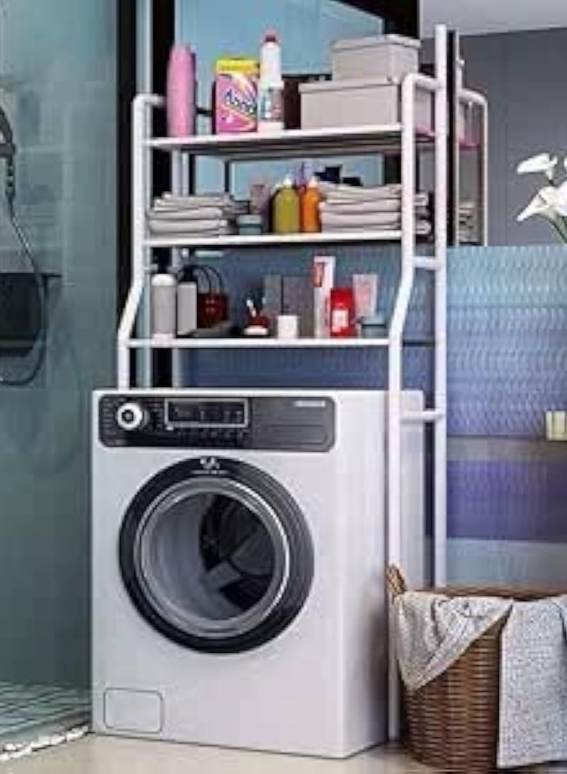 3-Tier Stainless Steel Washing Machine Shelf Unit, White 