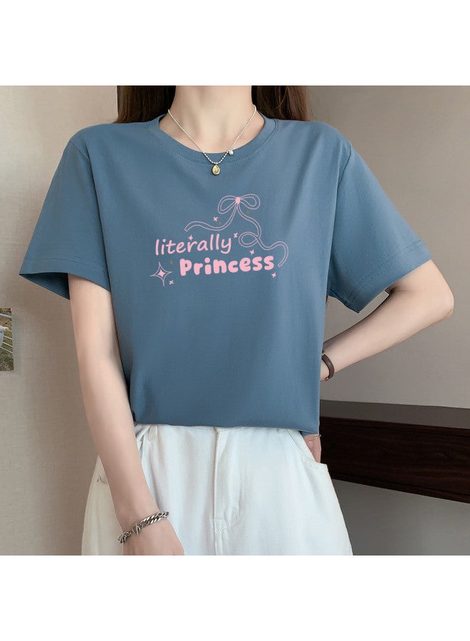 Your Sun Women'S Pure Cotton T-Shirt Short Sleeve Top Loose Fit Printed Casual Tee Women'S Base Layer Shirt - Image 4