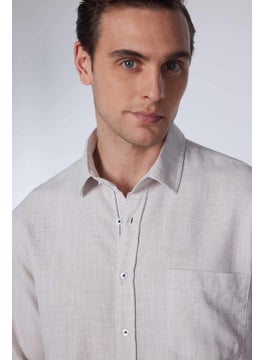 Tudors Classic Fit Long Sleeve Linen Plain Green Men's Shirt  - Image 1