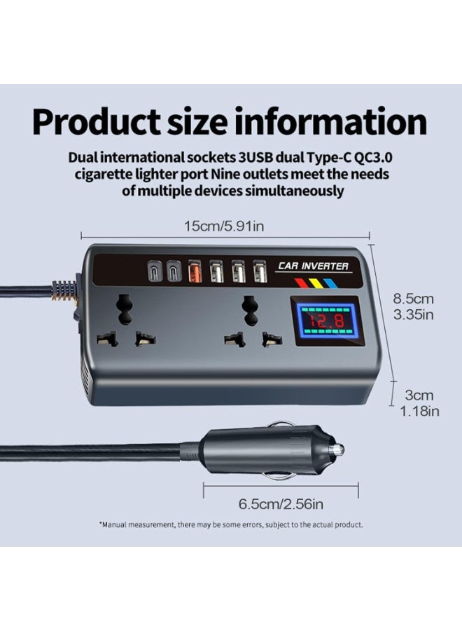 ELTRAZONE Portable Car Power Inverter 12V/24V to 220V with 2 AC Outlets and 3 USB Ports - Image 3