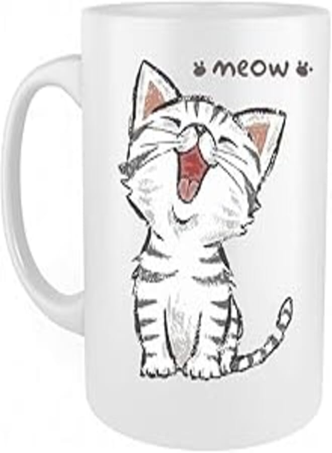 Funny Cute Cat Mug - Great gift For Child, Men, Women, Lover with Good Mood Coffee Mug White 11oz Ceramic Mugs Birthday Surprise for Cat Lovers Kitten Stuff