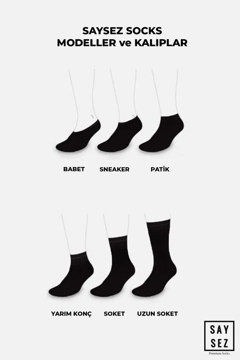 Saysez Bamboo Women's Ballerinas 3 Black - 3 White Socks Seamless Invisible Non-Slip Heel Silicone Premium Pack of 6
