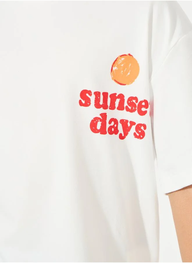Styli Oversized Slogan Print T-Shirt